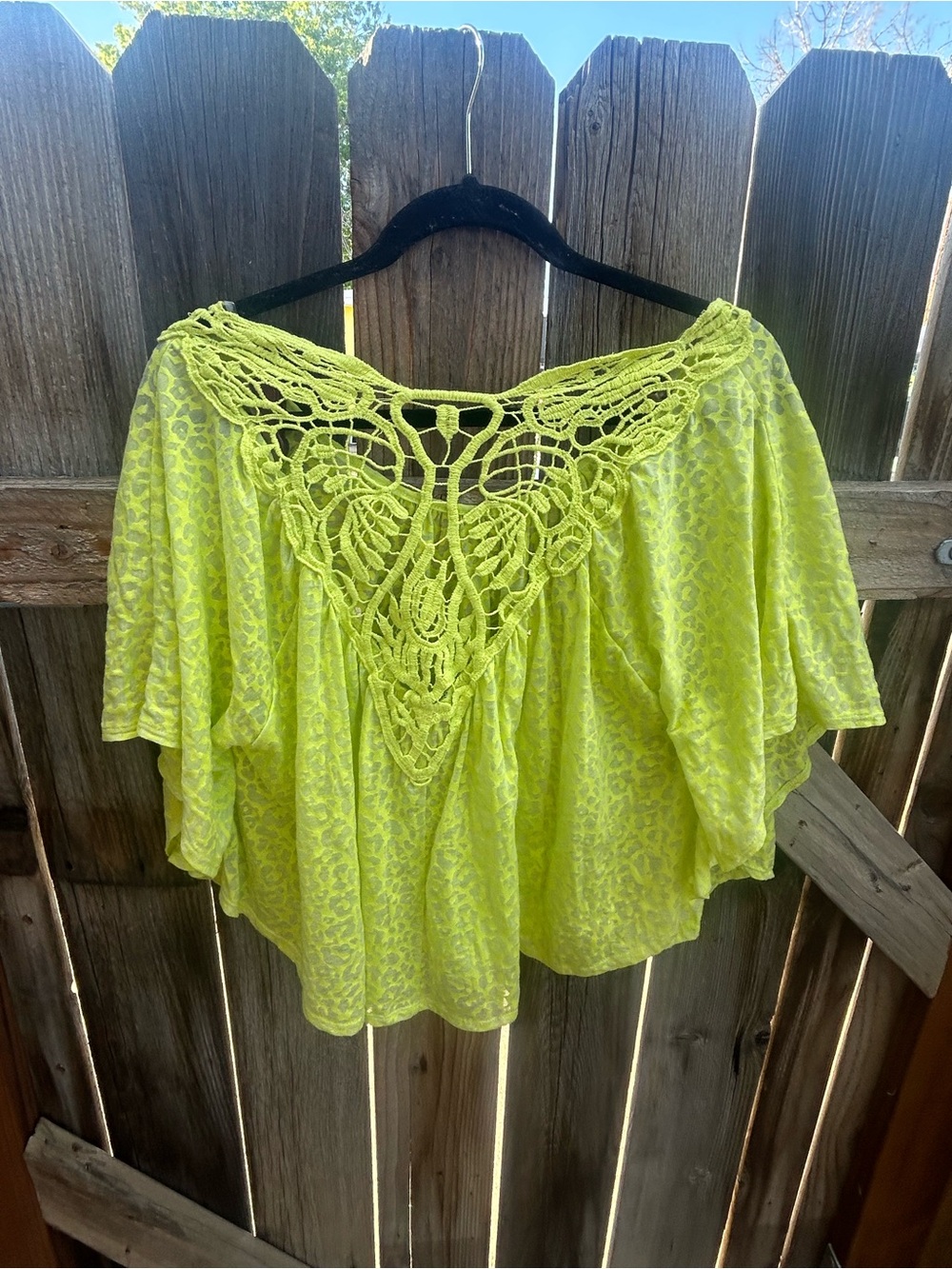 jcpenney Neon Yellow Crochet Yoke Women's Off-Shoulder Top
